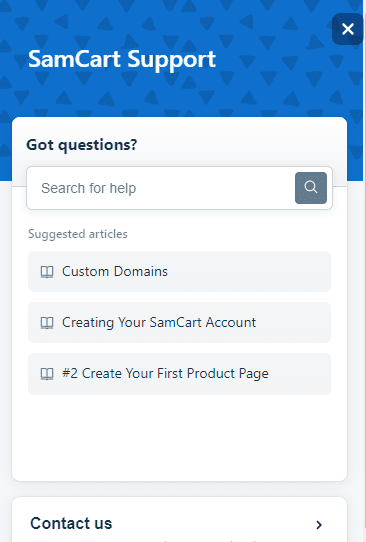 Samcart customer support 