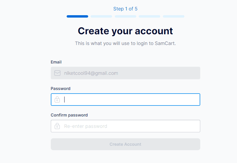 Samcart Account Creation