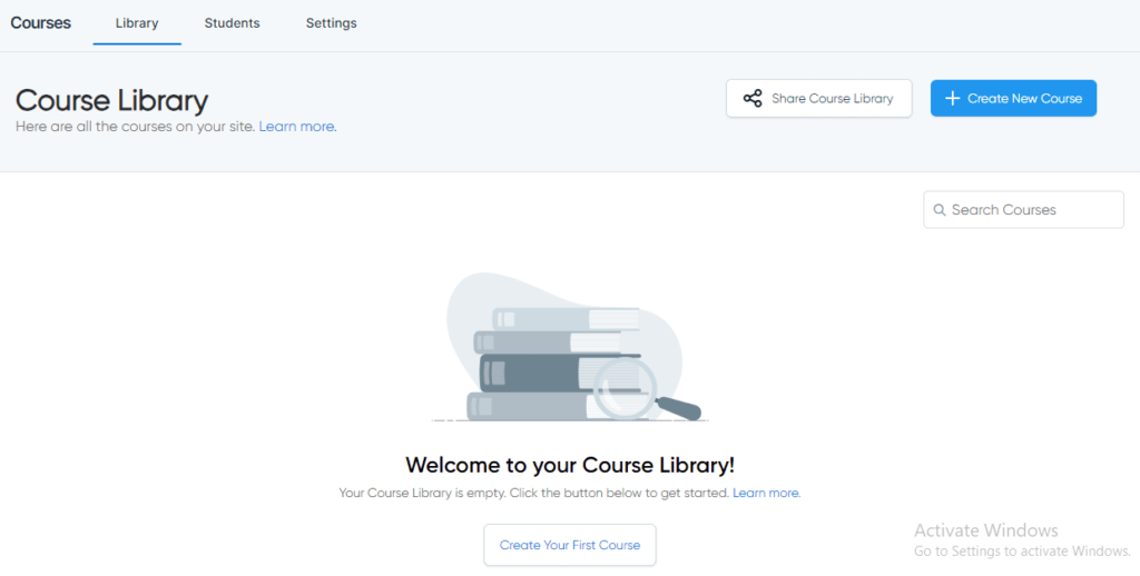 Samcart online course dashboard 