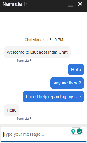 Bluehost Chat Support
