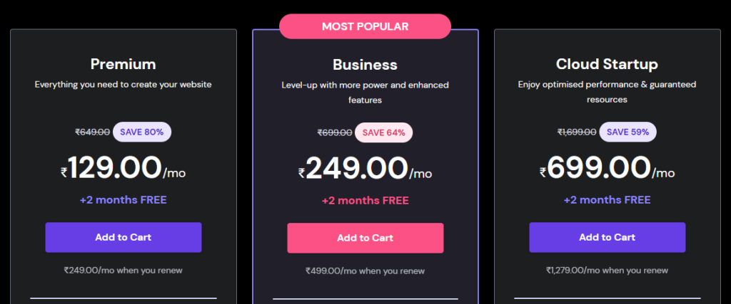 Hostinger Pricing plan