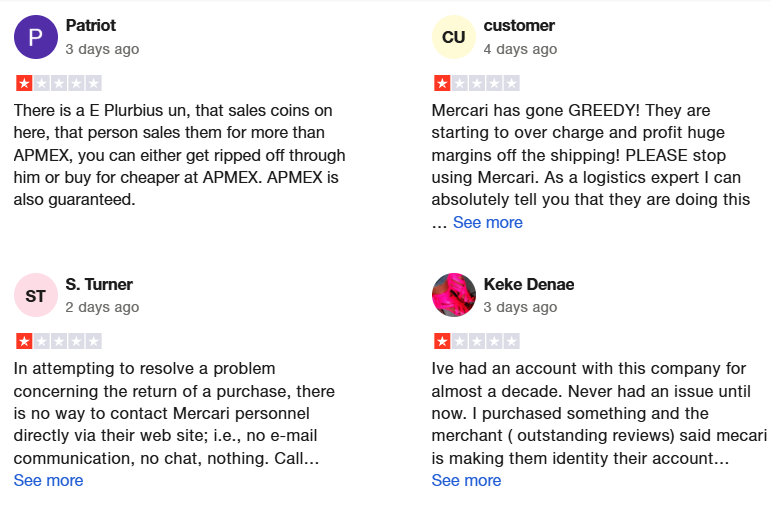 Mercari US Trustpilot Reviews