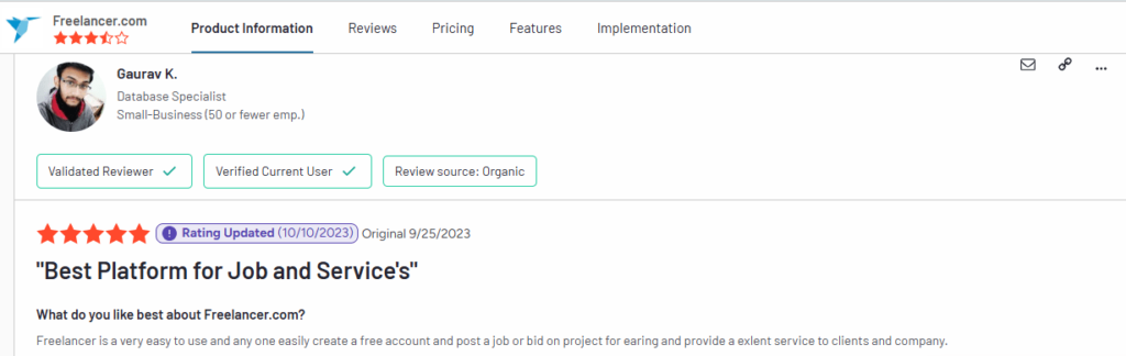 Positive testimonials from successful freelancers