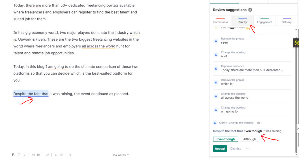 Clarity suggestions
