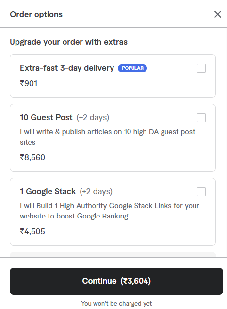 Order options