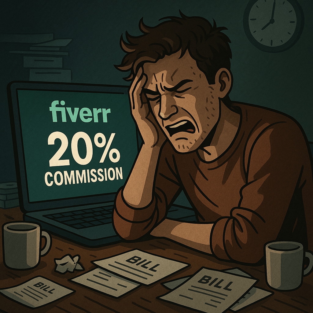 Fiverr takes a 20% cut from freelancers.