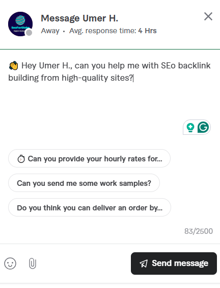 Fiverr Chat Option