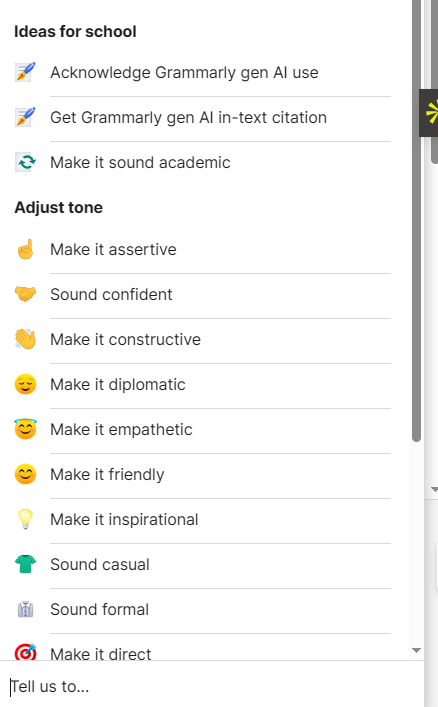 Grammarly’s generative AI Additional  Features