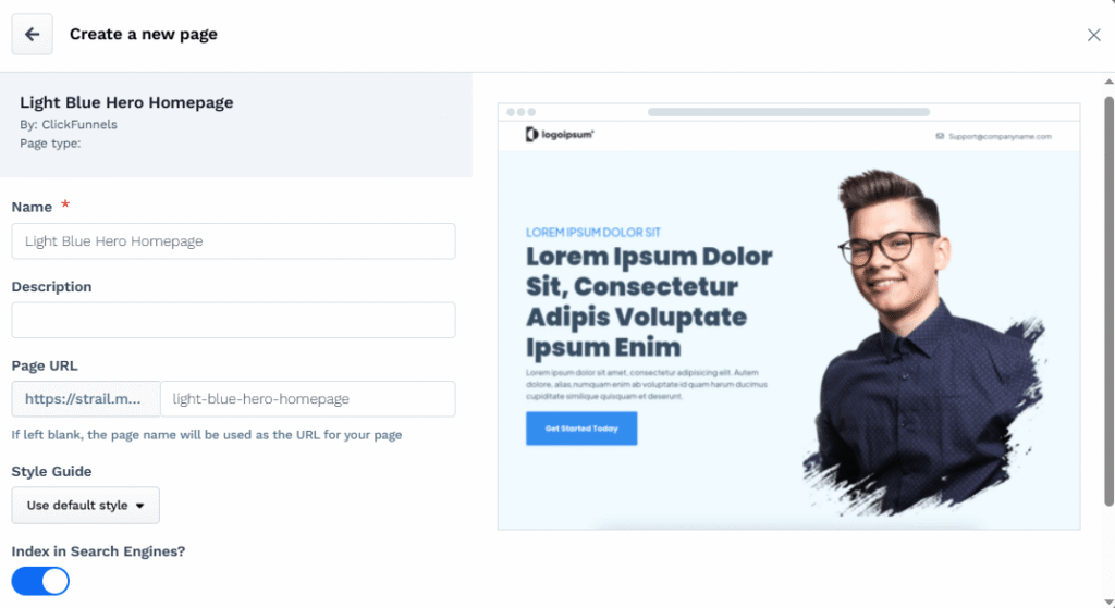 Website Page Creation on ClickFunnels