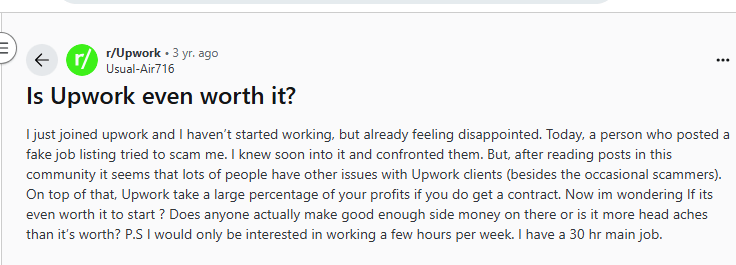 Reddit threads and freelancer feedback