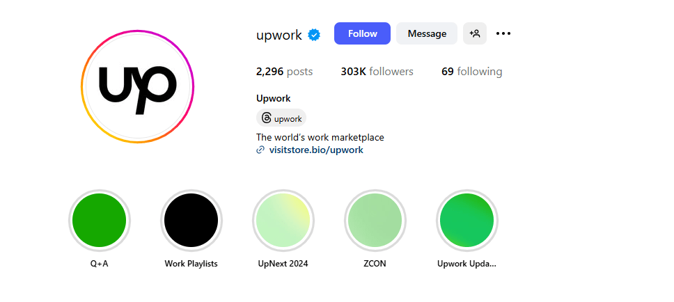 Upwork Instagram account