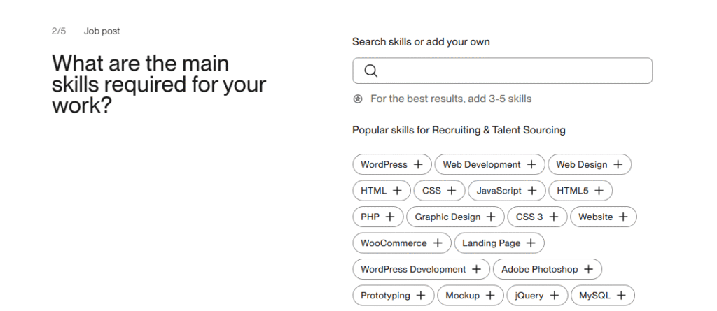 Skills Requirement of The Talent