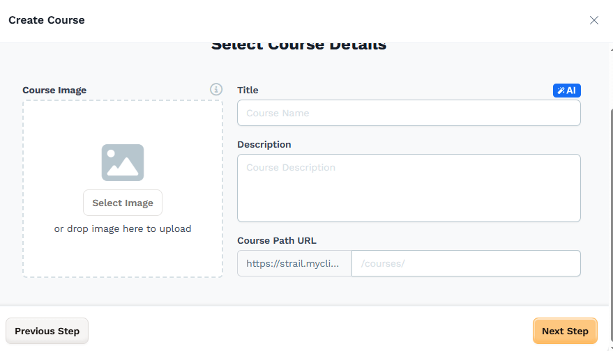 Create Course Details