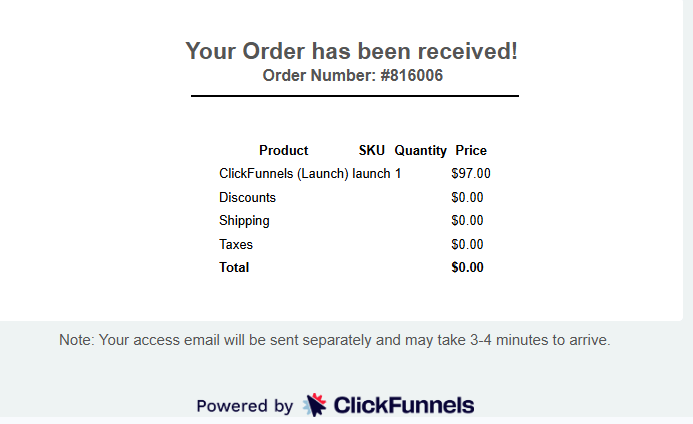 Order confirmation