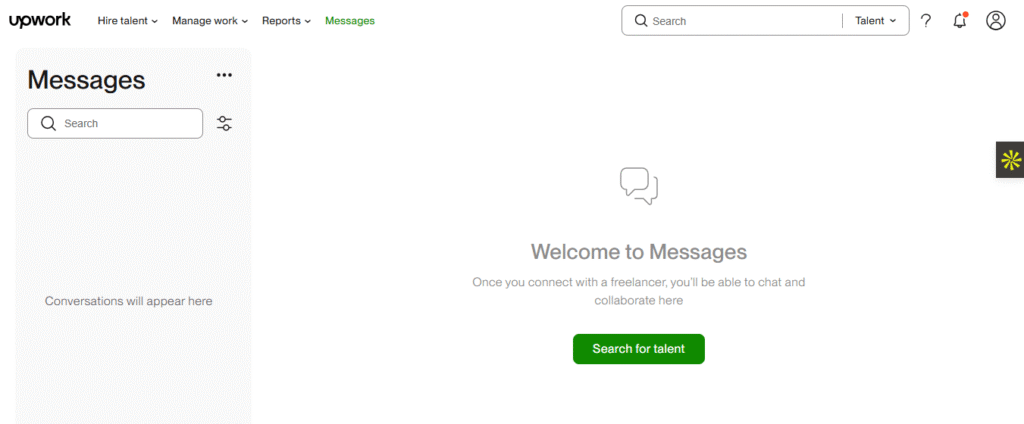 Upwork messages and video calls