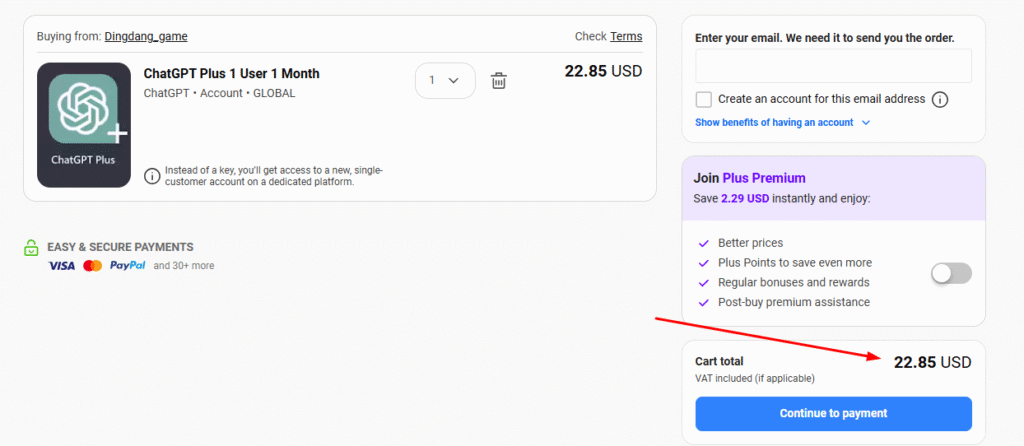 G2A pricing on checkout