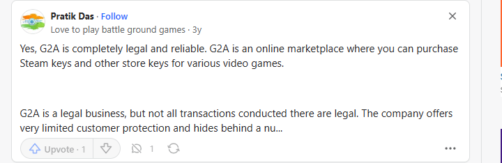 G2A Review on Quora