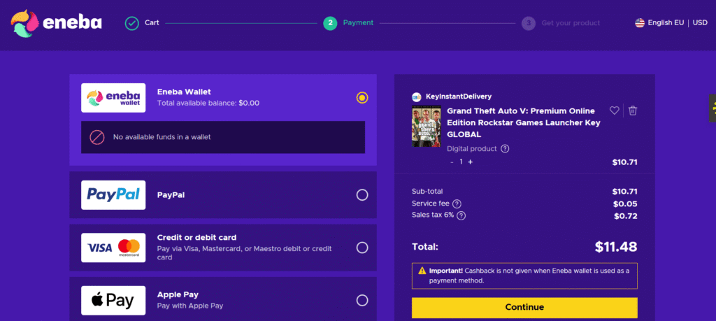 Eneba Payment through Eneba Wallet