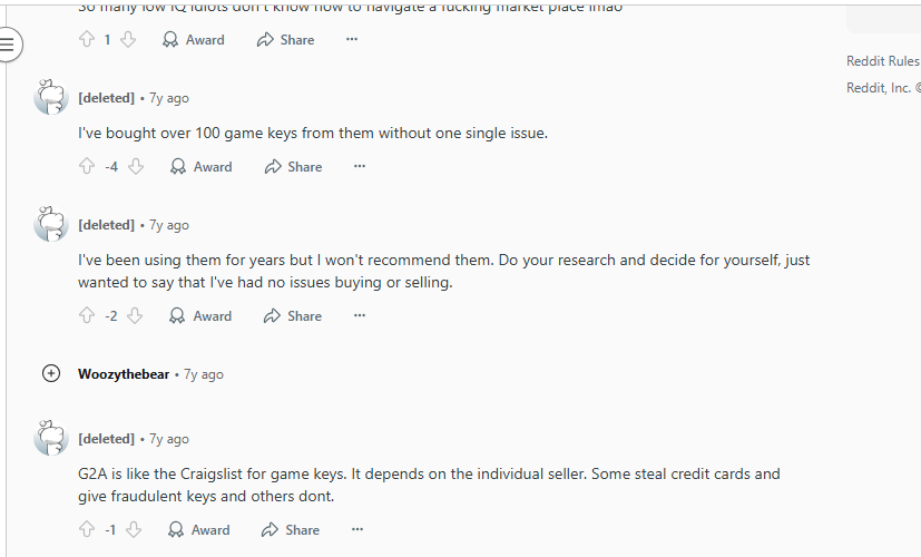 G2A Reviews on Reddit