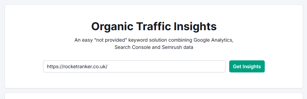 SEMrush Organic Traffic Insights Dashboard 