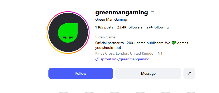 Green Man Gaming Instagram Profile