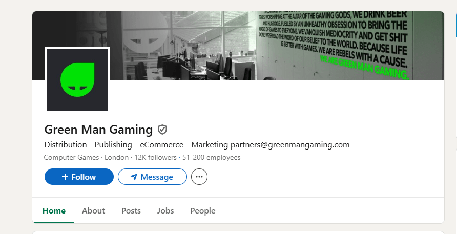 Green Man Gaming LinkedIn page