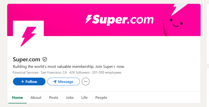 Super .com Linkedin profile
