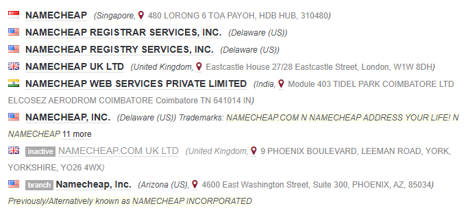 Namecheap company address