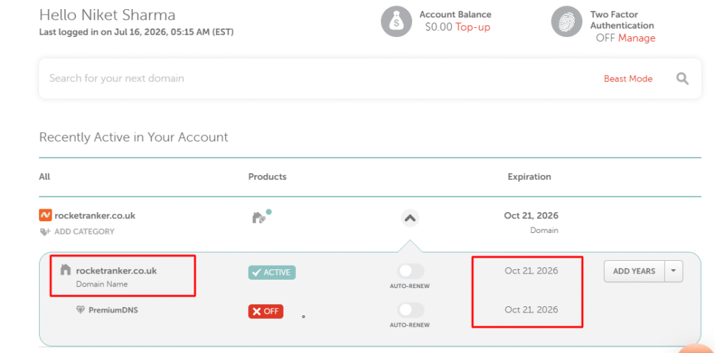 My domain with Namecheap