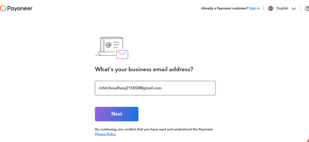 payoneer submit code for verification