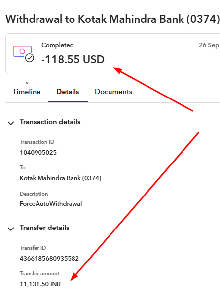 Taking money out of Payoneer account in India
